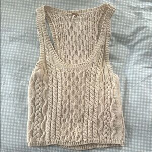 Free People Cream Cable Knit Tank Top
